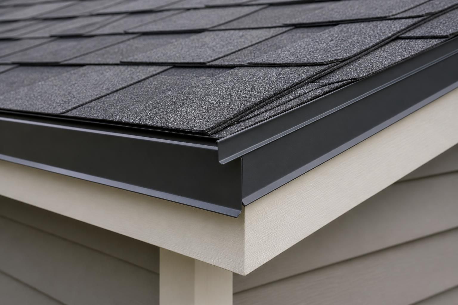 Clean drip edge installed along the roof perimeter.