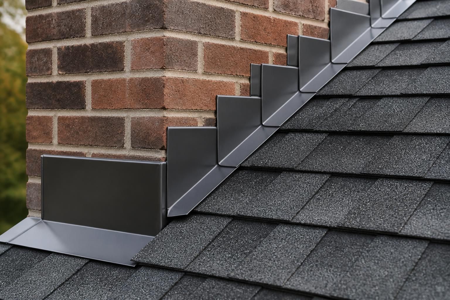 New roof flashing fitted neatly around a roof transition.