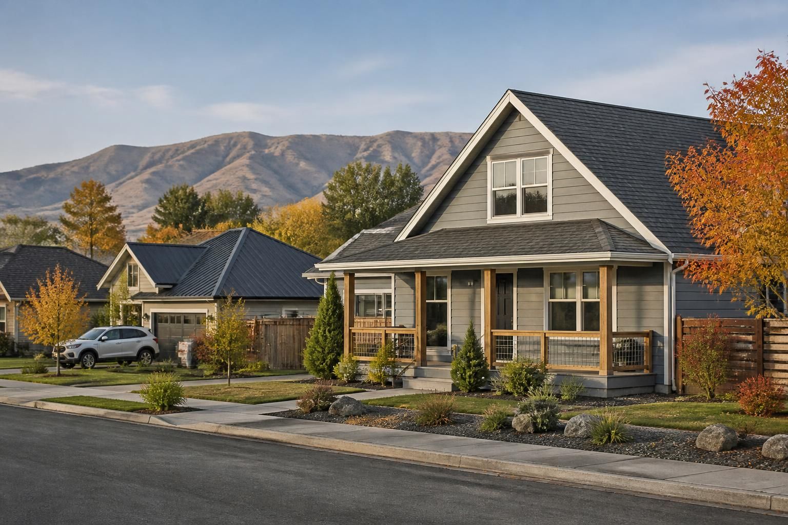 Madras neighborhood with clean homes and rooflines.