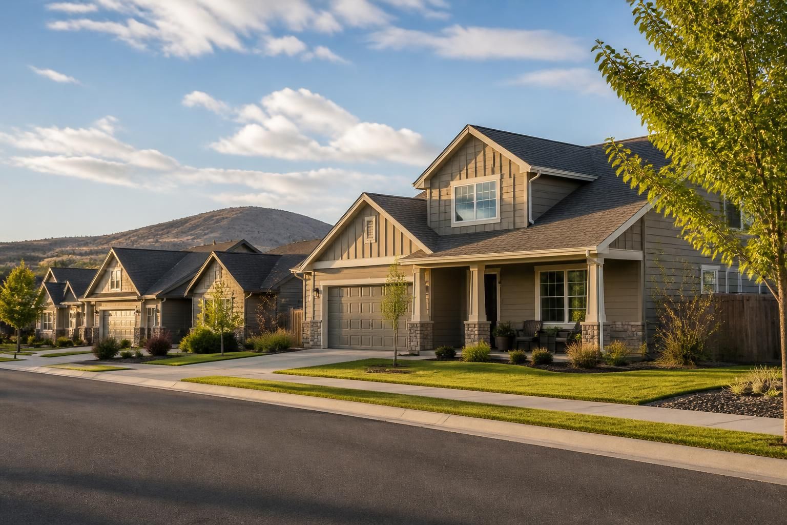 Prineville neighborhood homes with clean, visible rooflines.