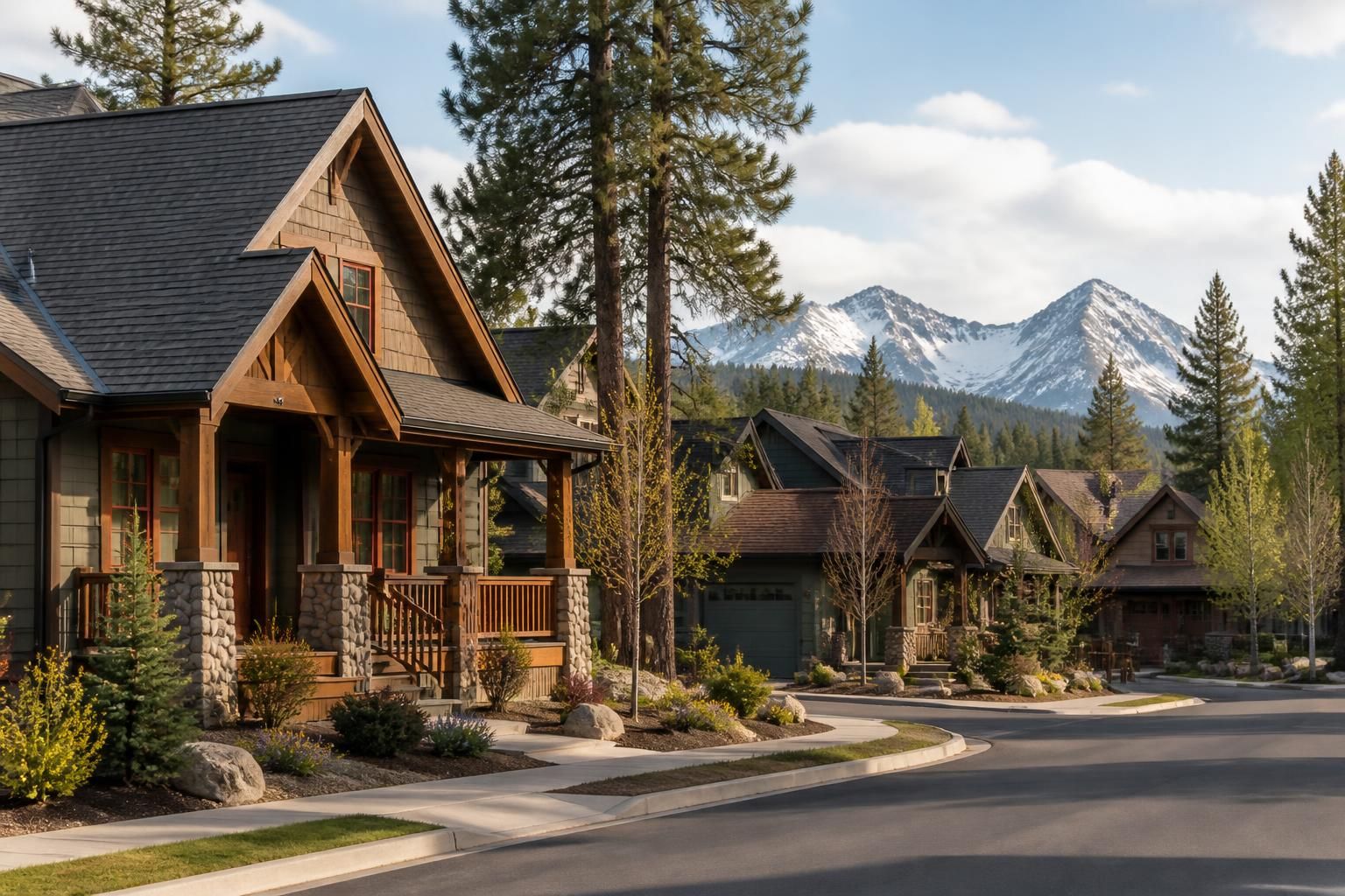 Sisters neighborhood homes with mountain-town character and clean roofs.